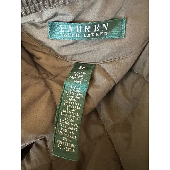 Lauren Ralph Lauren Quilted Barn Field Jacket Coat Zip Snap Green Plus Size 3X - Picture 9 of 15